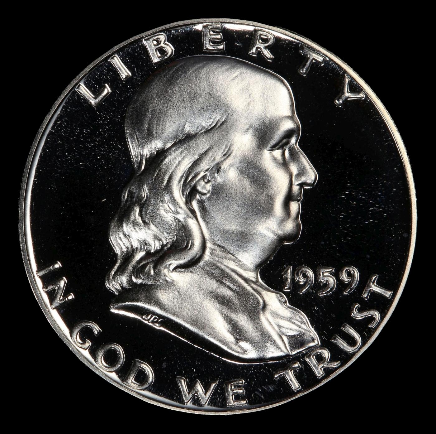 1959 Proof Franklin Half Dollar Near Top Pop! 50c pr68+ DCAM SEGS