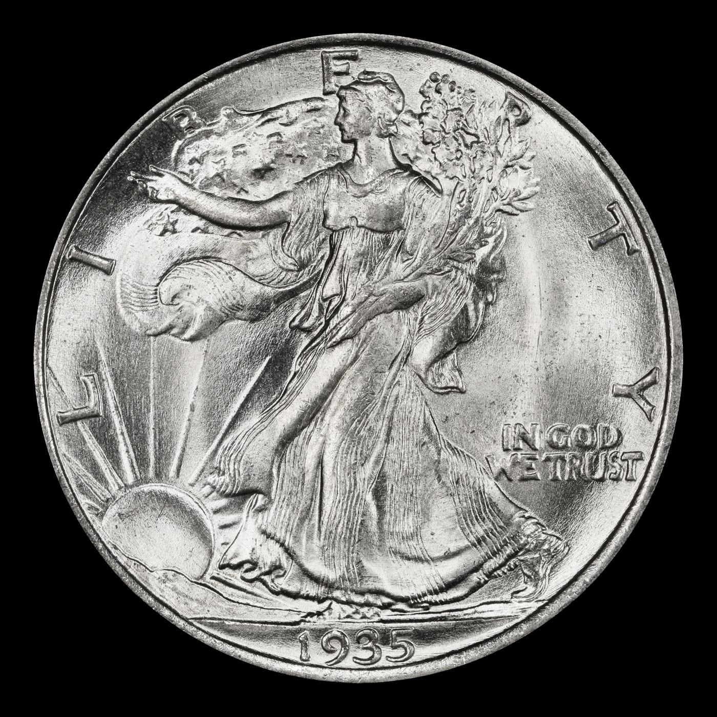 1935-p Walking Liberty Half Dollar Near Top Pop 50c ms67 SEGS
