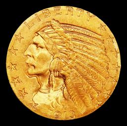 1913-p Gold Indian Half Eagle $5 ms65 USCG