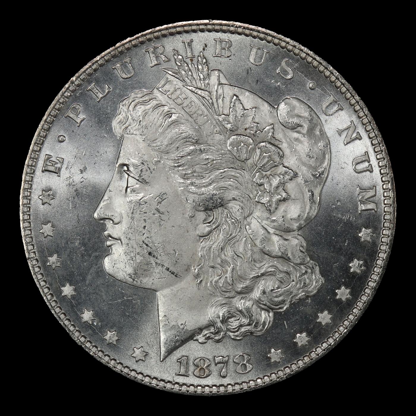 1878-p 7tf Morgan Dollar $1 Grades ms63+