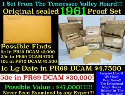 Original sealed 1961 United States Mint Proof Set Tennessee Valley Hoard