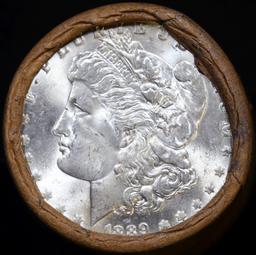 Full solid date 1889-p Uncirculated Morgan silver dollar roll, 20 coins