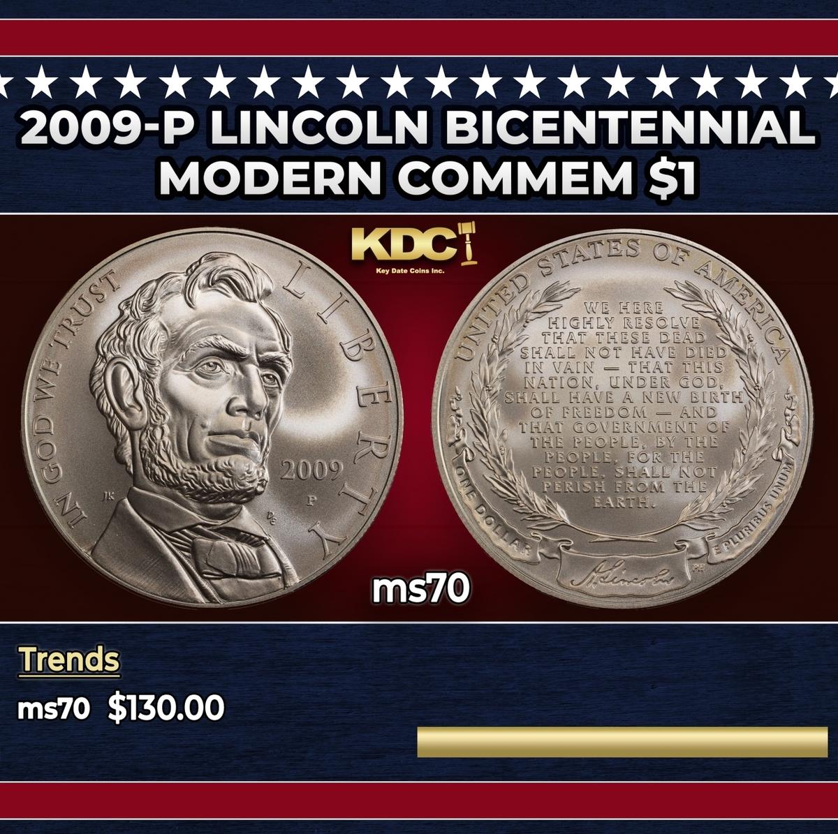 2009-P Lincoln Bicentennial Modern Commem Dollar $1 ms70 SEGS