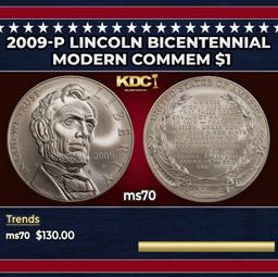 2009-P Lincoln Bicentennial Modern Commem Dollar $1 ms70 SEGS