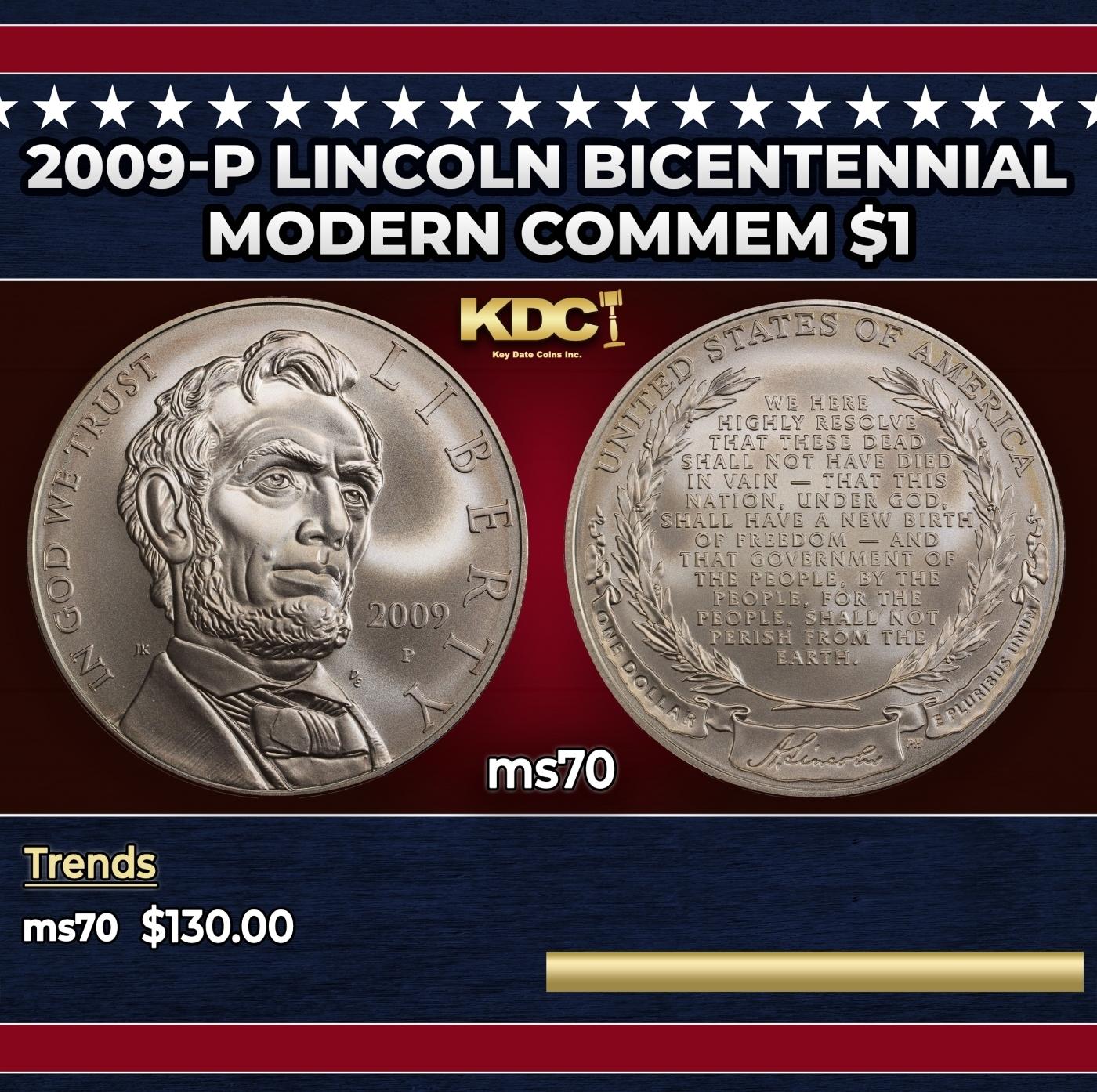 2009-P Lincoln Bicentennial Modern Commem Dollar $1 ms70 SEGS