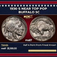1936-s Buffalo Nickel Near Top Pop 5c ms67 SEGS