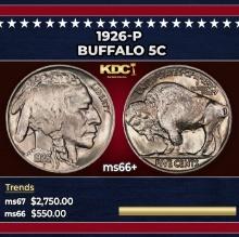 1926-p Buffalo Nickel 5c ms66+ SEGS