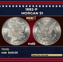 1882-p Morgan Dollar $1 Grades ms65