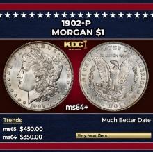 1902-p Morgan Dollar $1 Grades ms64+