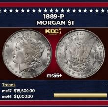 1889-p Morgan Dollar $1 ms66+ SEGS