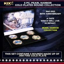 5 Coin Pearl Harbor Gold Plated Round Collection