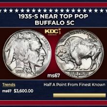1935-s Buffalo Nickel Near Top Pop 5c ms67 SEGS