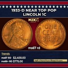 1933-d Lincoln Cent Near Top Pop 1c ms67 rd SEGS