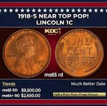 1918-s Lincoln Cent Near Top Pop! 1c ms65 rd SEGS