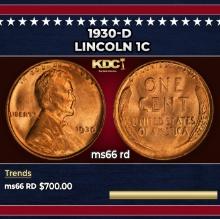 1930-d Lincoln Cent 1c Grades ms66 rd