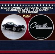 1963 Chevrolet Corvette Stingray Colorized Style - 1 oz Silver Round Round