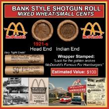 Lincoln Wheat Cent 1c Mixed Roll Orig Brandt McDonalds Wrapper, 1921-s end, Indian other end
