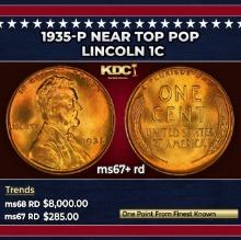 1935-p Lincoln Cent Near Top Pop 1c ms67+ rd SEGS