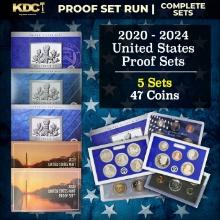 2020-2024 United States Proof Sets Sets 5 Sets, 47 Coins