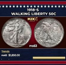 1918-s Walking Liberty Half Dollar 50c ms63 USCG