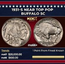 1931-s Buffalo Nickel Near Top Pop 5c ms66+ SEGS