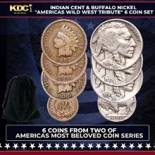 Indian Cent & Buffao Nickel "Americas Wild West Tribute" 6 Coin Set