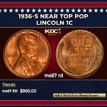 1936-s Lincoln Cent Near Top Pop 1c ms67 rd SEGS