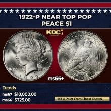 1922-p Peace Dollar Near Top Pop $1 ms66+ SEGS