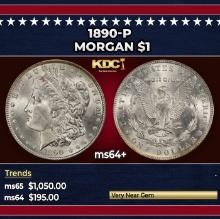 1890-p Morgan Dollar $1 Grades ms64+