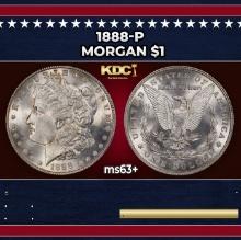 1888-p Morgan Dollar $1 Grades ms63+