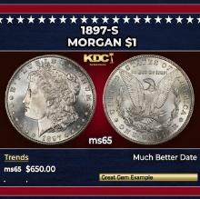 1897-s Morgan Dollar $1 Grades ms65