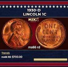 1930-d Lincoln Cent 1c Grades ms66 rd
