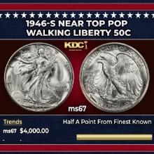 1946-s Walking Liberty Half Dollar Near Top Pop 50c ms67 SEGS
