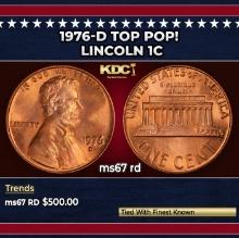 1976-d Lincoln Cent TOP POP! 1c ms67 rd SEGS