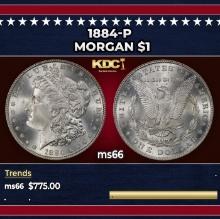 1884-p Morgan Dollar $1 Grades ms66
