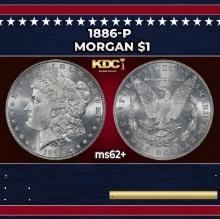1886-p Morgan Dollar $1 Grades ms62+