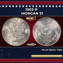 1903-p Morgan Dollar $1 Grades ms62+