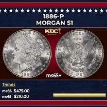 1886-p Morgan Dollar $1 Grades ms65+