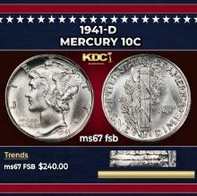 1941-d Mercury Dime 10c ms67 fsb SEGS