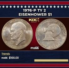 1976-p Ty 2 Eisenhower Dollar $1 ms66 SEGS