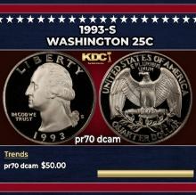1993-s Proof Washington Quarter 25c pr70 dcam SEGS