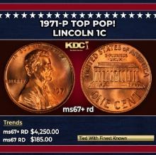 1971-p Lincoln Cent TOP POP! 1c ms67+ rd SEGS
