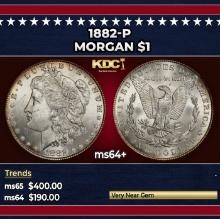 1882-p Morgan Dollar $1 Grades ms64+