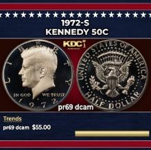 1972-s Proof Kennedy Half Dollar 50c pr69 dcam SEGS