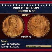 1909-p Lincoln Cent TOP POP! 1c ms67+ rd SEGS
