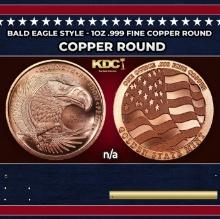 Bald Eagle Style - 1oz .999 Fine Copper Round