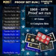 1968-1979 Proof Set Run 67 Coins 12 Complete Sets