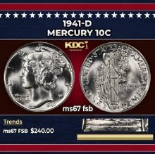 1941-d Mercury Dime 10c ms67 fsb SEGS