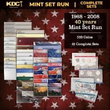 1968-2008 40 Years Mint Set Run - 533 Coins, 41 Complete Sets