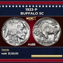 1923-p Buffalo Nickel 5c ms66 SEGS